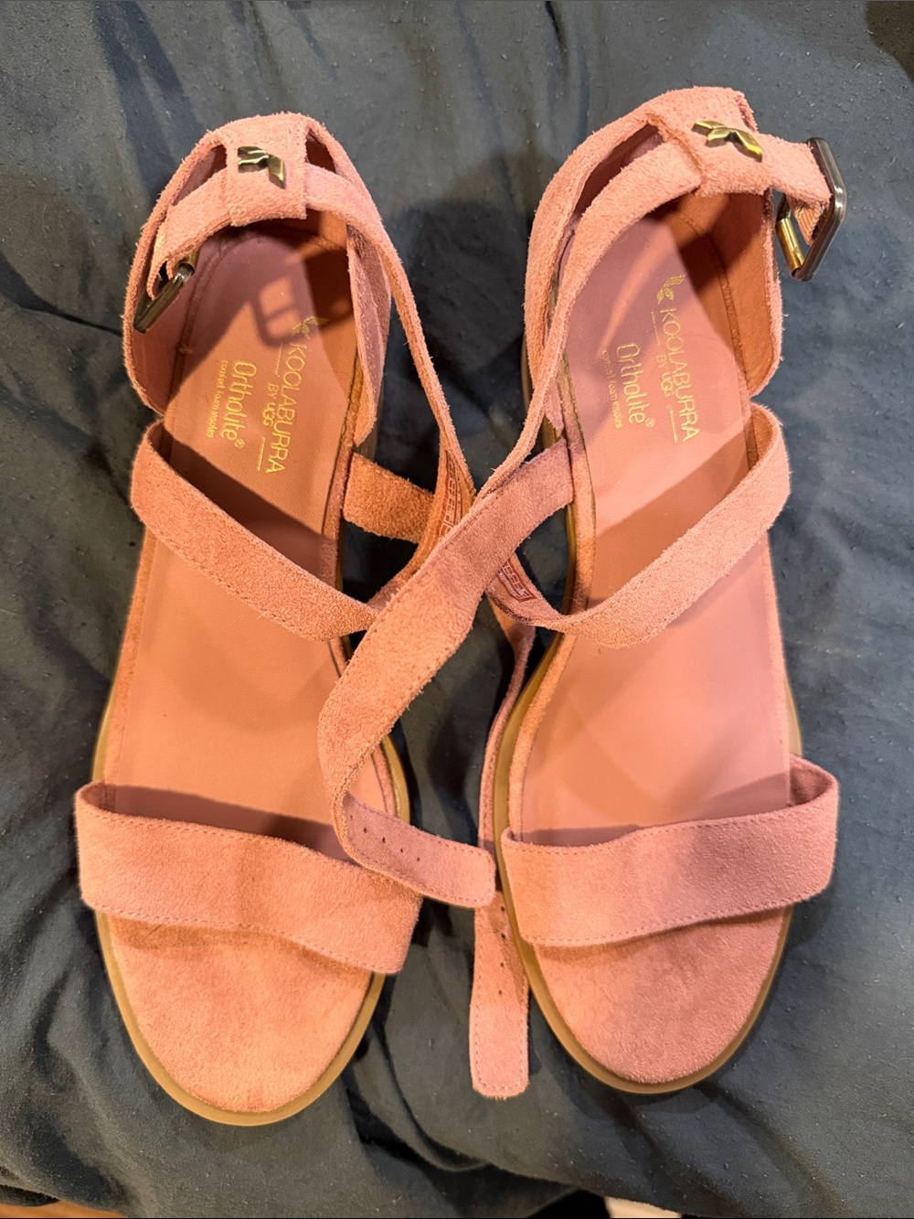 Koolaburra Rose Suede Cross-Strap Ankle Sandals